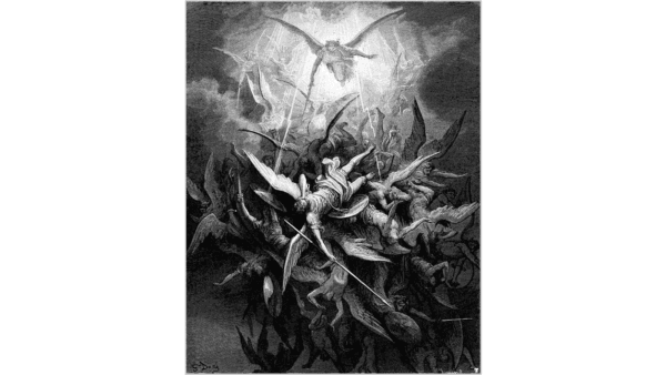Wanting to rule heaven, Satan gathered a group of rebel angels to oppose God, as seen in “Him the Almighty Power/Hurled headlong flaming from the ethereal sky" (I. 44, 45), 1866, by Gustav Doré for John Milton’s “Paradise Lost.” Engraving. (Public Domain)