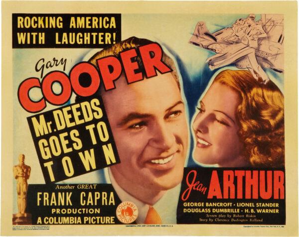 Trustful giving is at the center of Frank Capra’s classic as promoted in a lobby card for "Mr. Deeds Goes to Town." (MovieStillsDB)