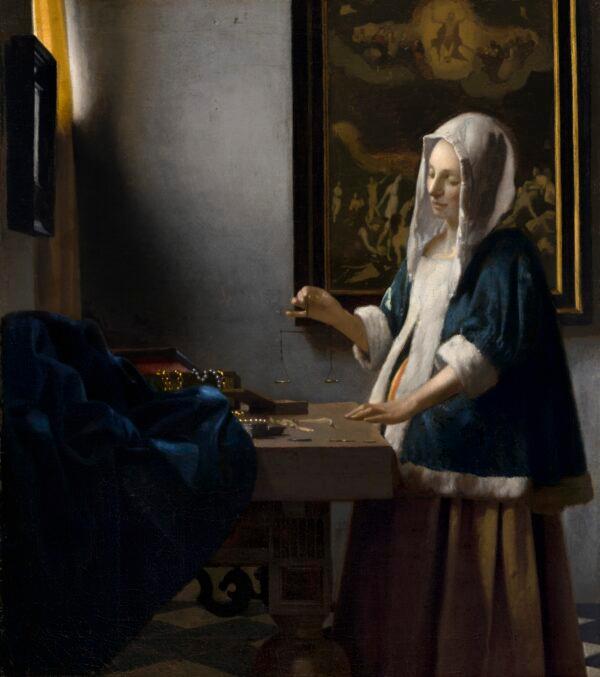 “Woman Holding a Balance,” circa 1664, by Johannes Vermeer. Oil on canvas; 15 5/8 inches by 14 inches. Widener Collection; National Gallery of Art, Washington. (National Gallery of Art, Washington)