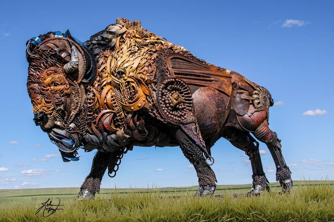 "Dakotah" by John Lopez. This was his first scrap metal work, completed in 2010. (Courtesy of <a href="https://www.instagram.com/johnlopezstudio/">John Lopez</a>)