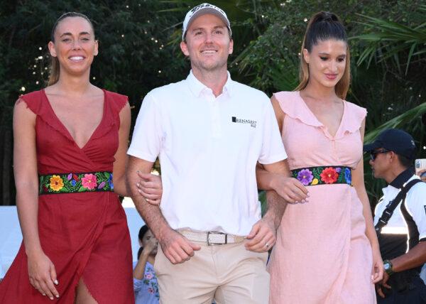 Russell Henley of United States walks to the 18th green for the trophy ceremony after the final round of the World Wide Technology Championship at Club de Golf El Camale on in Playa del Carmen, Mexico, on Nov. 6, 2022. (Orlando Ramirez/Getty Images)