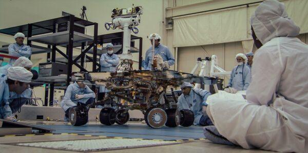 The crew assembling the robots was under the gun of meeting the launch date as seen in "Good Night Oppy." (Amazon Studios)