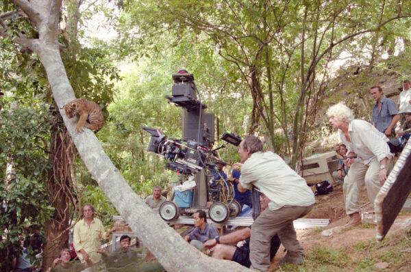 Filmmakers working with tiger cubs on the set of "Two Brothers." (MovieStillsDB)