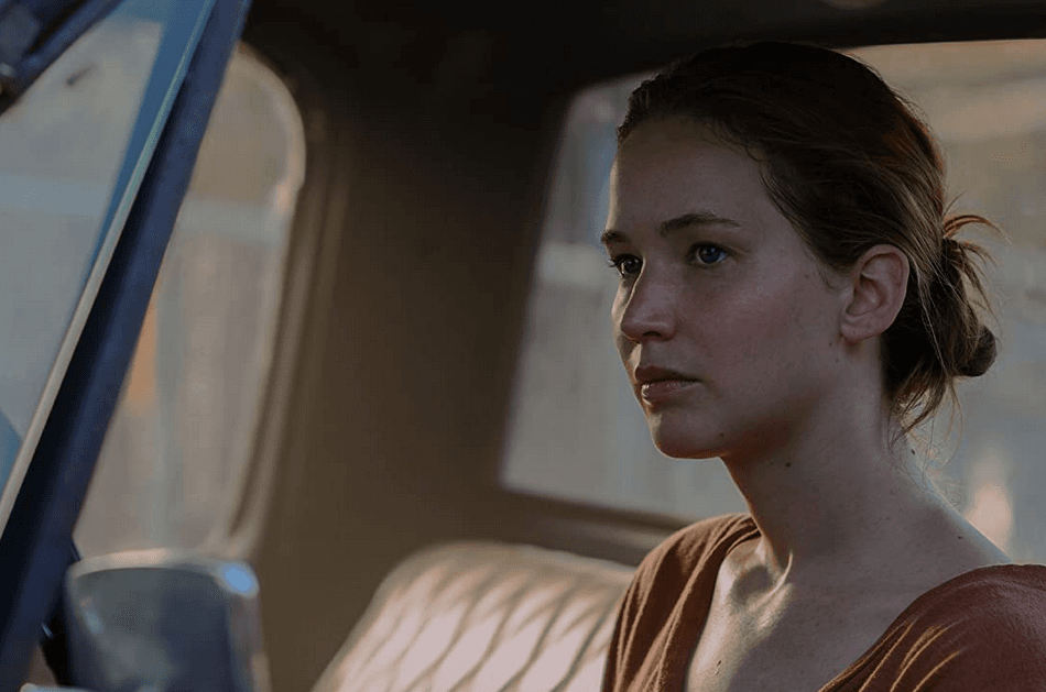 Wounded Army vet Lynsey (Jennifer Lawrence) reflects on the bad luck of her mother's truck blowing a gasket, in "Causeway." (A24)