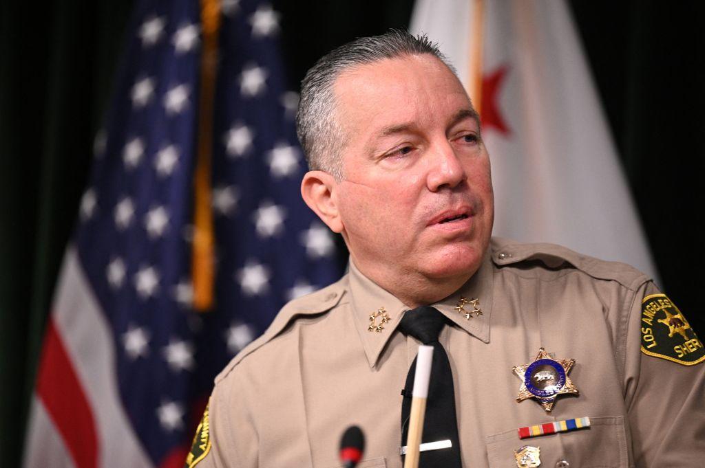 Then-Los Angeles County Sheriff Alex Villanueva speaks at a press conference in downtown Los Angeles on Nov. 2, 2021. (Robyn Beck/AFP via Getty Images)