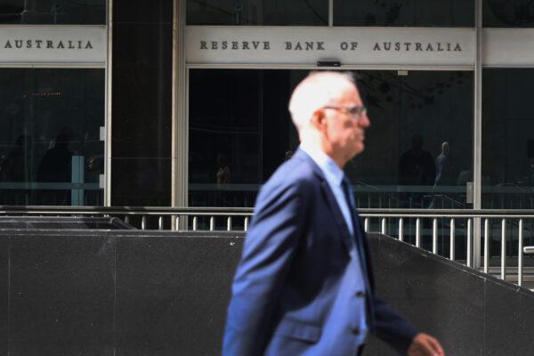 A pedestrian moves past the Reserve Bank of Australia (RBA) building in Sydney, Australia, on Oct. 18, 2022. (Lisa Maree Williams/Getty Images)