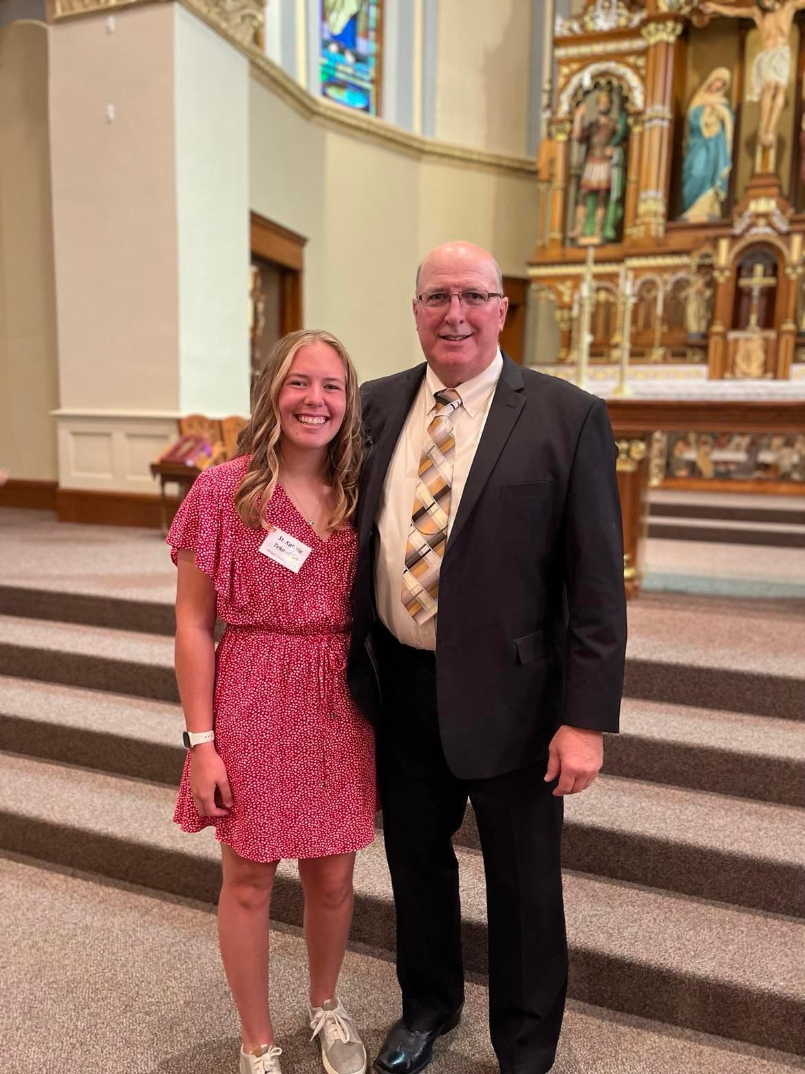 Abi and Steve attending her confirmation at church together. (Courtesy of Steve Brake)