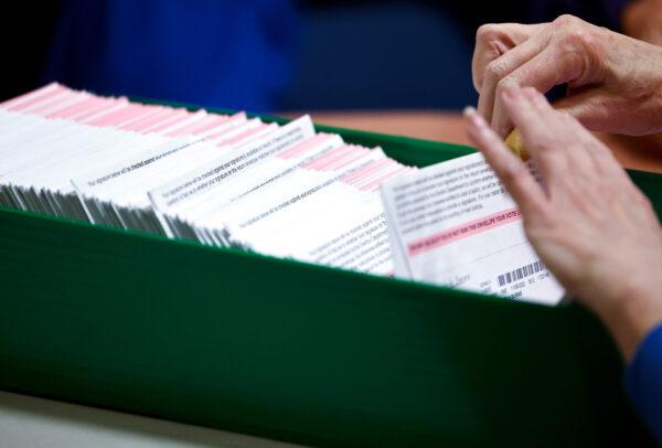 Ballots are processed by an election worker at the Clark County Election Department in North Las Vegas, Nev., on Nov. 10, 2022. (Mario Tama/Getty Images)