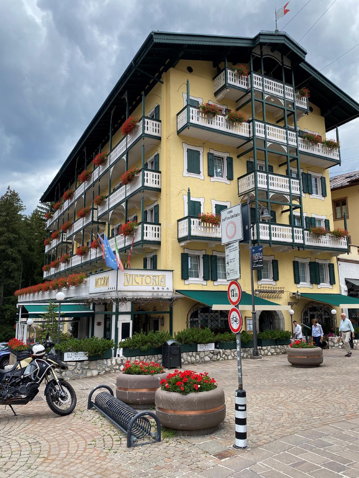 The Park Hotel Victoria in Cortina d’Ampezzo, Belluno, Italy, displays the characteristic charm of European villages. (Courtesy of Margot Black)