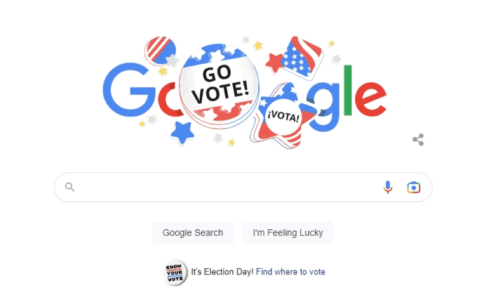 A go-vote reminder sent to a liberal voter at 11:25 a.m. on Nov. 8, 2022 (Screenshot via Google)