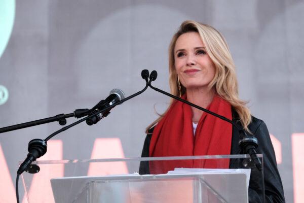 First Lady of California Jennifer Siebel Newsom speaks at the 4th Annual Women's March LA: Women Rising at Pershing Square in Los Angeles on Jan. 18, 2020. (Sarah Morris/Getty Images)