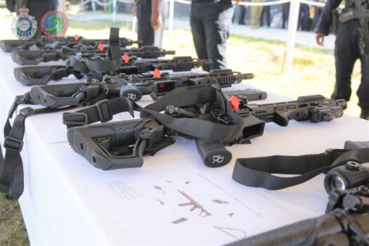 An image of Daniels Defence MK18 rifles gifted to the Royal Solomon Islands Police Force under by the Australian Defence Force during a gifting ceremony in Honiara, Solomon Islands on Nov. 2, 2022. (Courtesy of the Australian Federal Police)