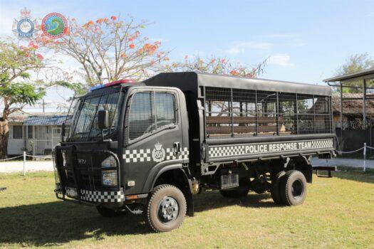 An image of an armoured police vehicle gifted to the Royal Solomon Islands Police Force by the Australian Defence Force during a gifting ceremony in Honiara, Solomon Islands, on Nov. 2, 2022. (Courtesy of the Australian Federal Police)