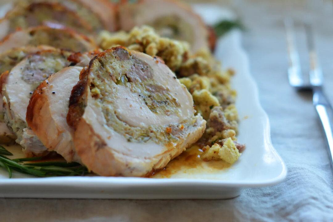 Rolled Stuffed Turkey Breast with Sausage & Herb Stuffing