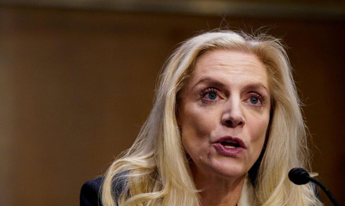 Federal Reserve Board Governor Lael Brainard testifies before a Senate Banking Committee hearing on her nomination to be vice chair of the Federal Reserve, on Capitol Hill in Washington, on Jan. 13, 2022. (Elizabeth Frantz/Reuters)