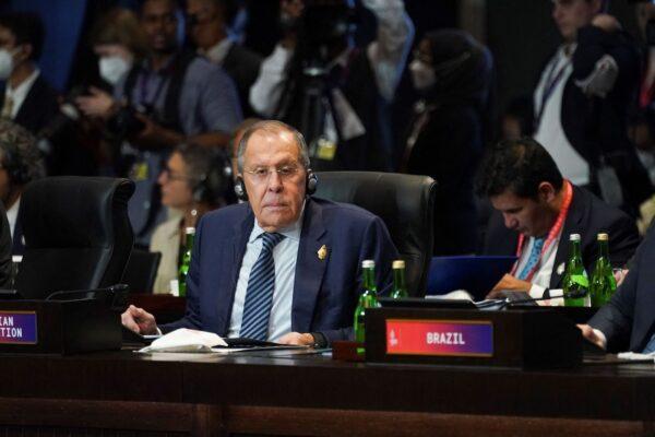 Russian Foreign Minister Sergei Lavrov attends the first working session of the G20 leaders' summit in Nusa Dua, on the Indonesian resort island of Bali on Nov. 15, 2022. (Kevin Lamarque/POOL/AFP via Getty Images)
