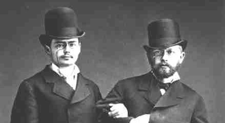 The first we hear of "Valse-Scherzo" are in letters exchanged between violinist Iosif Kotek (L) and Pyotr Ilyich Tchaikovsky. (Public Domain)