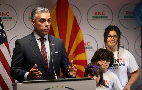 Juan Ciscomani, the Republican U.S. House candidate for the 6th Congressional District, speaks at an event in Tucson, Ariz., on Aug. 19, 2022. (Rick Wiley/Arizona Daily Star via AP)