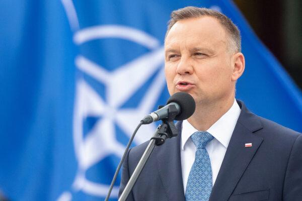 Poland President Andrzej Duda speaks at an event in Gdynia, Poland, on July 22, 2022. (Mateusz Sloddowski/AFP via Getty Images)