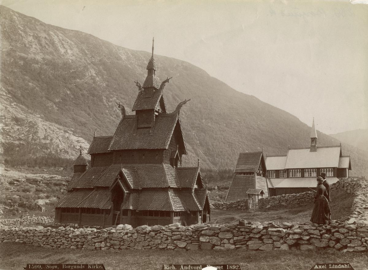 A photo of Borgund Stave Church, in the village of Burgund, Laerdal, Norway, taken circa 1880-1890. (<a href="https://commons.wikimedia.org/wiki/File:Borgund_stavkirke,_Sogn_og_Fjordane_-_Riksantikvaren-T286_01_0334.jpg">Public Domain</a>)