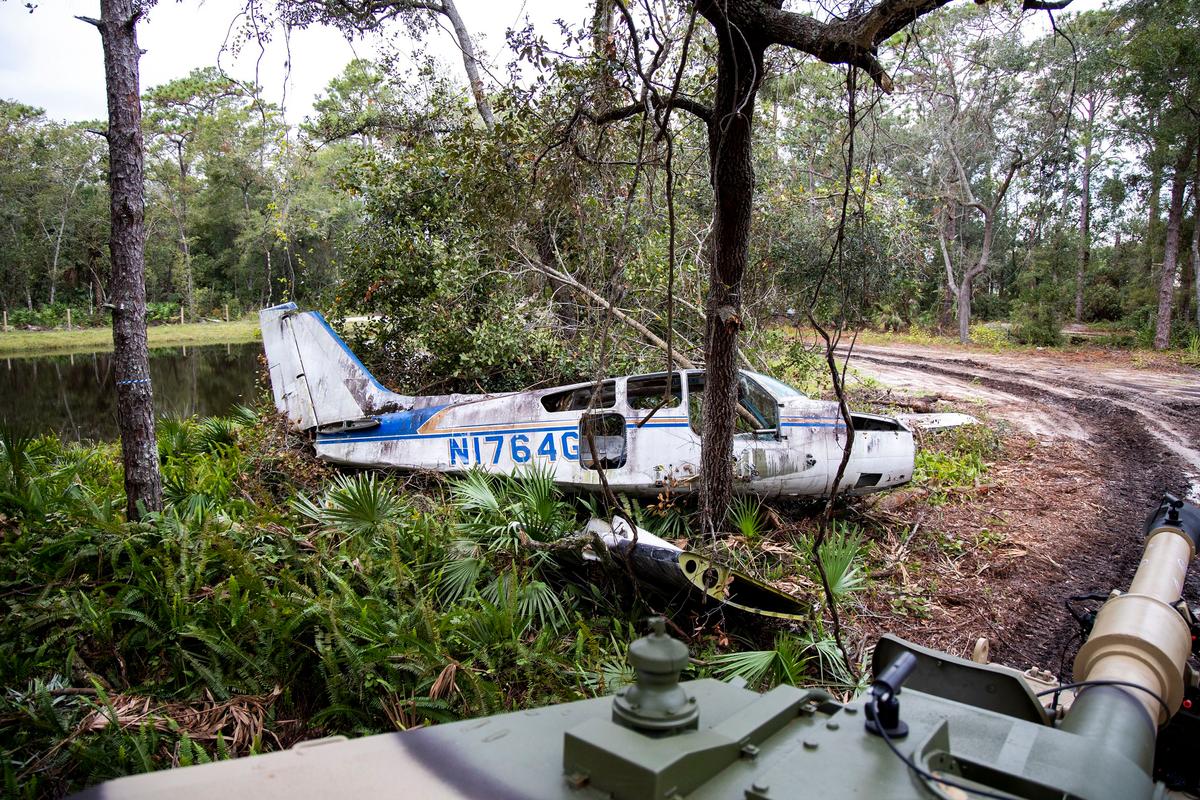 A plane crash scene is something visitors see on their tank tour at Tank America in Orlando, Fla. on Nov. 3, 2022. (Courtesy of Patrick Connolly/Orlando Sentinel/TNS)