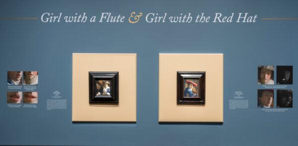 "Girl With a Flute" and "Girl With the Red Hat" hang side-by-side in the "Vermeer's Secrets" exhibition at the National Gallery of Art in Washington. Experts confirmed that only one of these paintings is by Johannes Vermeer. (National Gallery of Art, Washington)