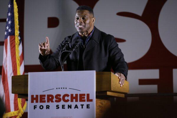 Herschel Walker speaks at a rally in Gainesville, Ga. on Nov. 17, 2022 before the Senate runoff election. (Photo courtesy of Justin Kane Photography.)