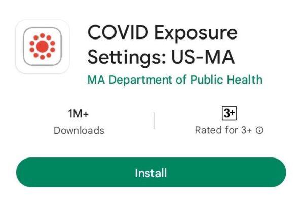 Screenshot of the COVID Exposure Settings: US-MA app on the Google Play Store, on Nov. 18, 2022. (Screenshot via The Epoch Times)