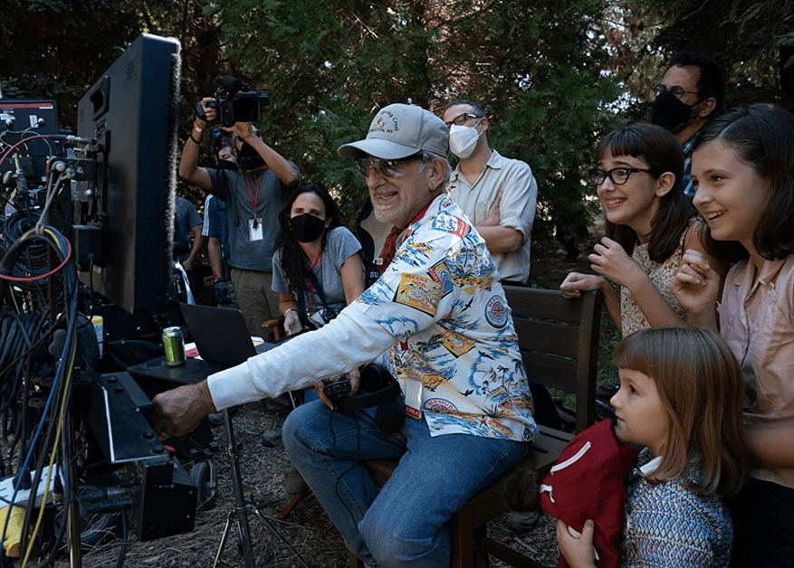 Legendary filmmaker Steven Spielberg presiding on the set of "The Fabelmans." (Merie Weismiller Wallace/Universal Pictures)