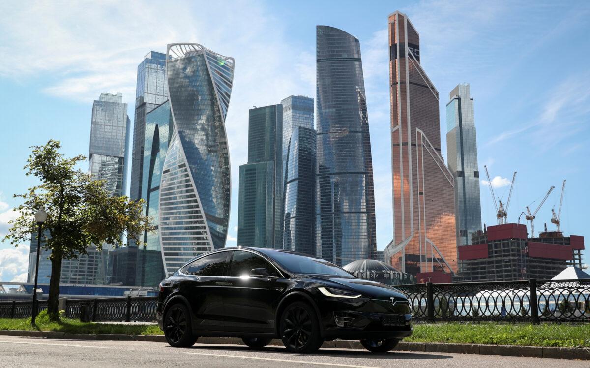 A Tesla Model X electric vehicle in this picture illustration taken in Moscow on July 23, 2020. (Evgenia Novozhenina/Reuters)