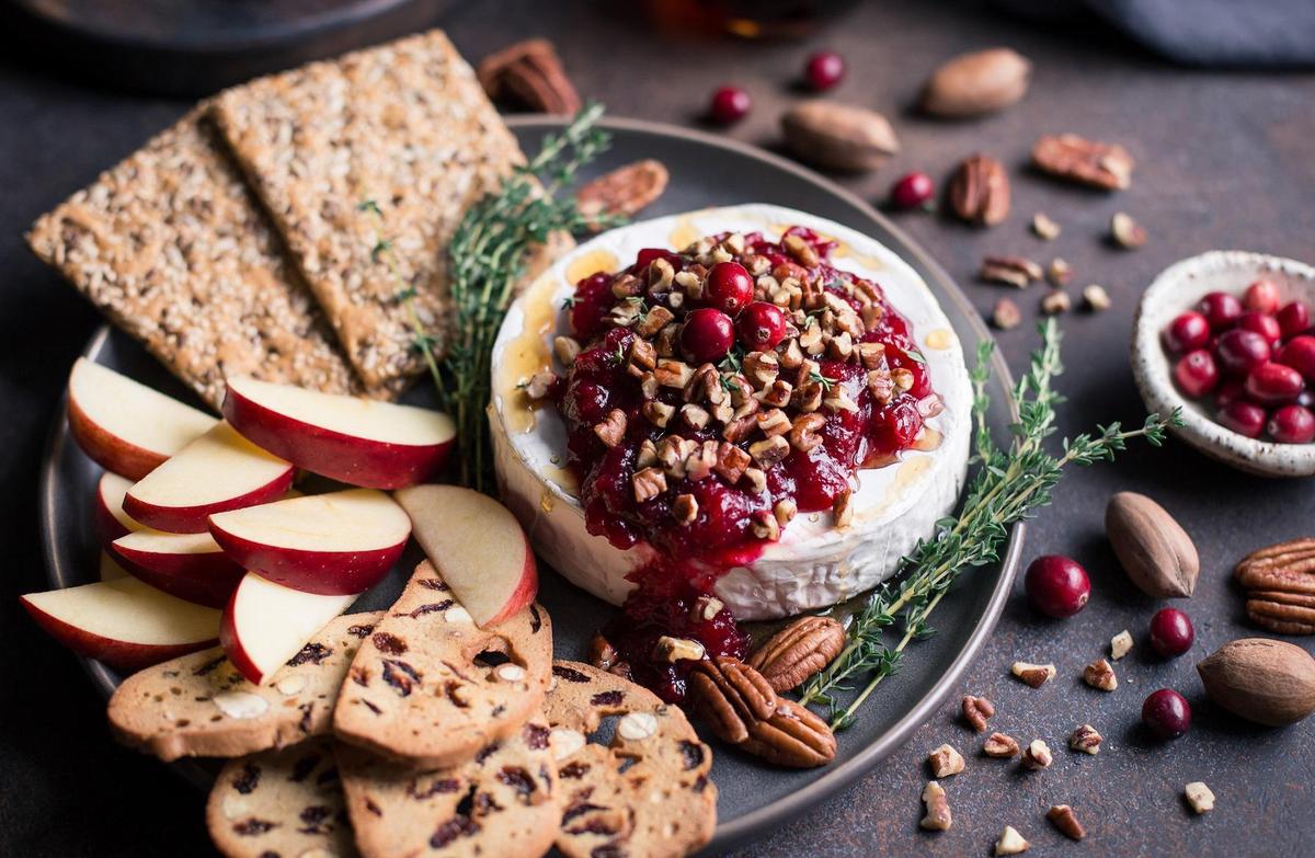 Baked Brie with Pecans and Cranberry Orange Chutney