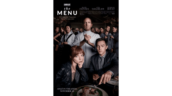 (L–R) Margot (Anya Taylor-Joy), Julien Slowik (Ralph Fiennes), and Tyler (Nicholas Hoult) meet at a haute cuisine restaurant, in "The Menu." (Searchlight Pictures)