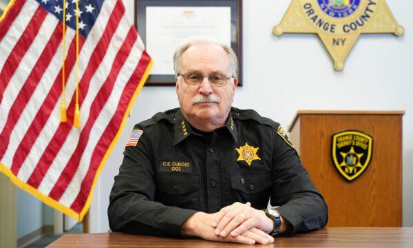 Then-Orange County Sheriff Carl DuBois in his office in Goshen, N.Y., on Nov. 19, 2022. (Cara Ding/The Epoch Times)