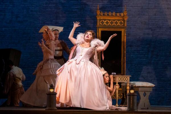 Countess Adèle (Kathryn Lewek) demonstrates terrific comic timing, in The Lyric Opera of Chicago's production of "Le Comte Ory." (Todd Rosenberg)