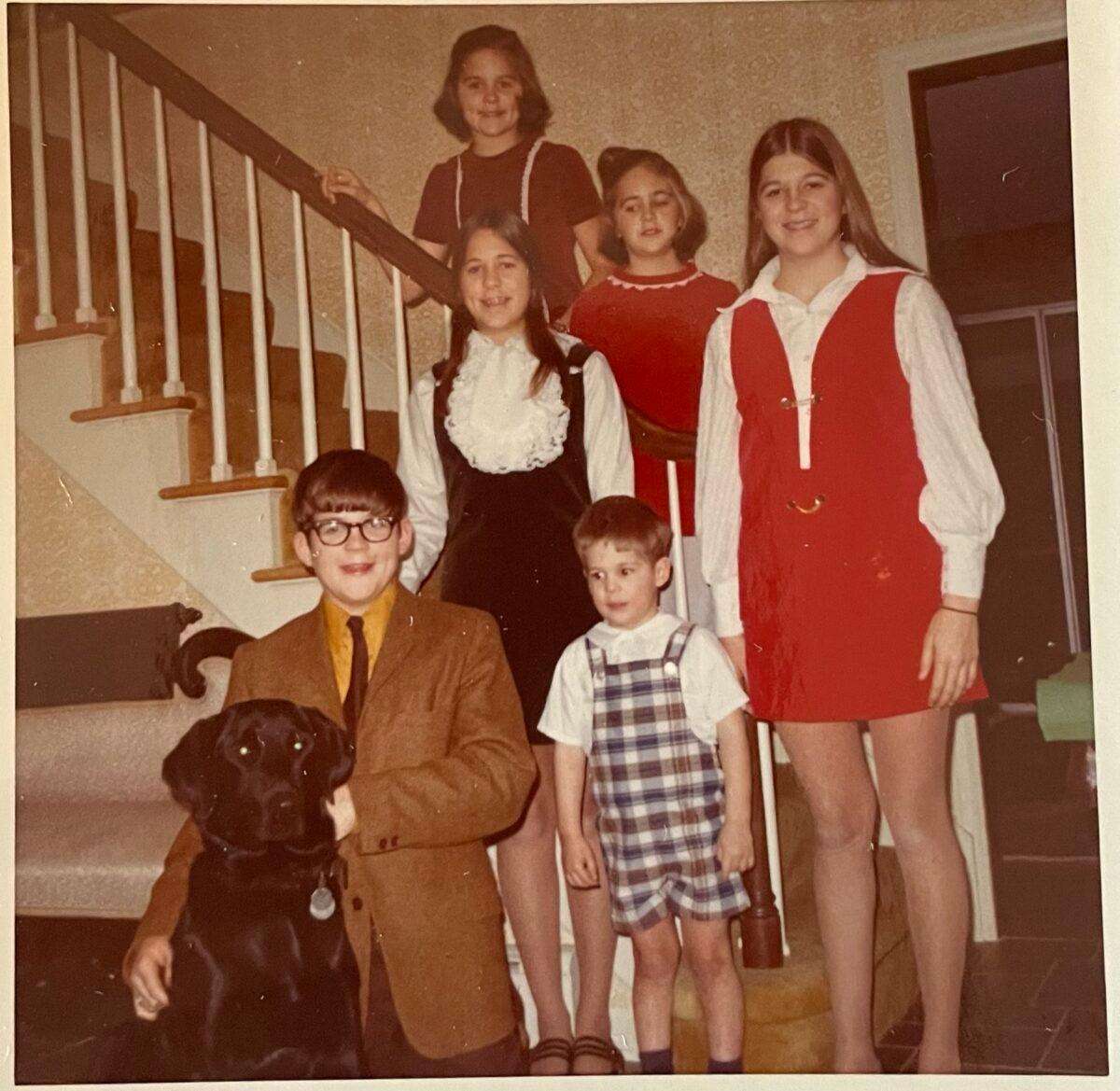 The author and her five siblings in Connecticut in December 1970. The girls are wearing velvet dresses made by their mother, who made all of their dresses growing up. (Courtesy of Helene Purdy)