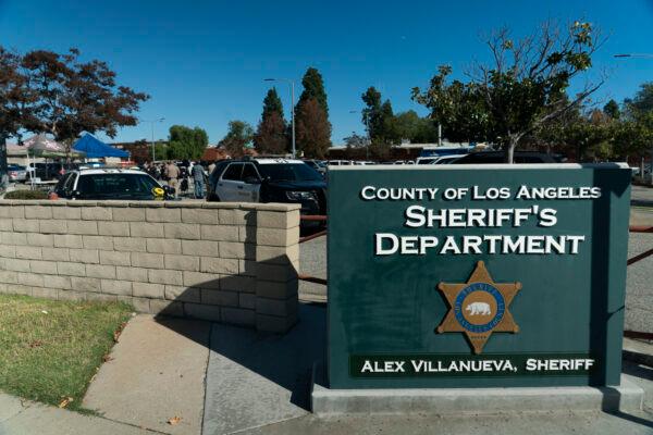 A sign stands outside Los Angeles County sheriff's training academy in Whittier, Calif., Nov. 16, 2022. (Jae C. Hong/AP Photo)