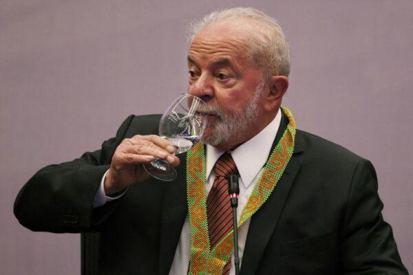 Brazilian president-elect Luiz Inácio Lula da Silva drinks during an event with representatives of Brazil's indigenous people at the COP27 climate conference in Egypt's Red Sea resort city of Sharm el-Sheikh, on Nov. 17, 2022. (Ahmad Gharabli/AFP via Getty Images)