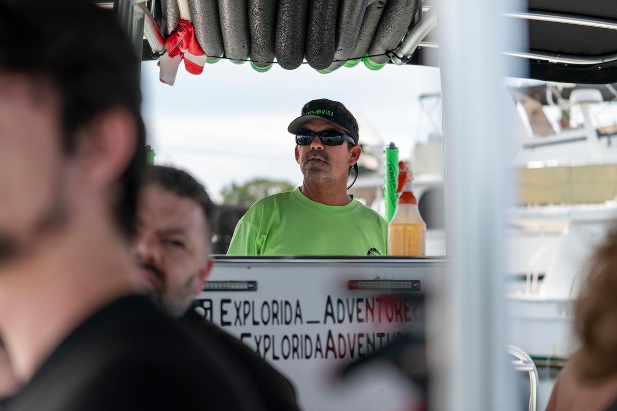 Chris Scott captains a manatee adventure tour in Kings Bay with Explorida in Crystal River, Florida, on Sept. 14, 2022. (Courtesy of Martha Asencio-Rhine/Tampa Bay Times/TNS)