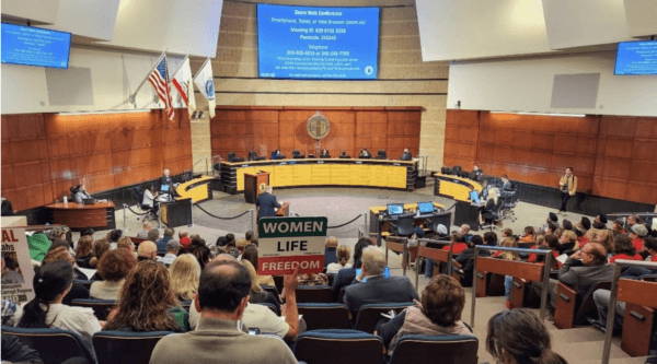 Irvine City Council passed a resolution to condemn Iran in Irvine, Calif., on Nov. 22, 2022. (Courtesy of Henny Abraham)