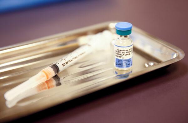 A vial of the measles, mumps, and rubella (MMR) vaccine at the International Community Health Services clinic in Seattle on March 20, 2019. (Lindsey Wasson/Reuters)