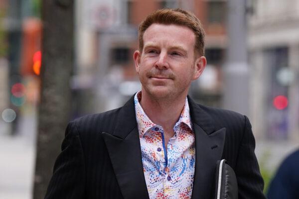 Former BBC local radio DJ Alex Belfield, who was later jailed for five years for stalking offences, arrives at Nottingham Crown Court in Nottingham, England, on July 5, 2022. (PA)
