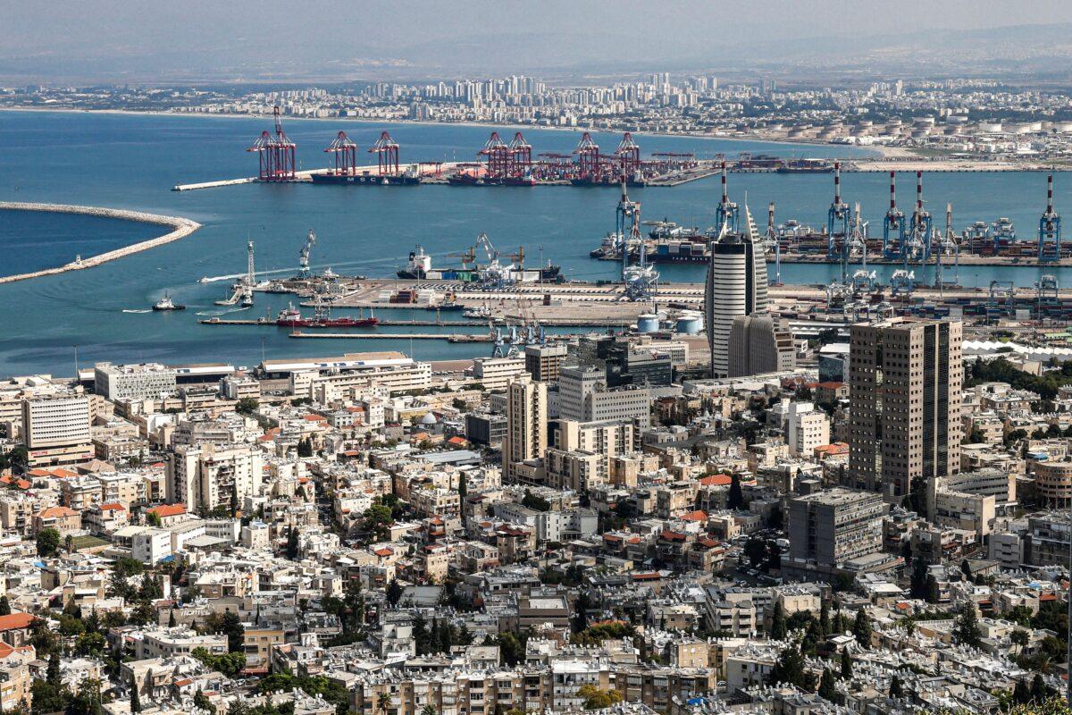 A view from atop Mount Carmel (Mount Mar Elias) of northern Israel's city and port of Haifa, on Oct. 12, 2022. (Ronaldo Schemidt/AFP via Getty Images)