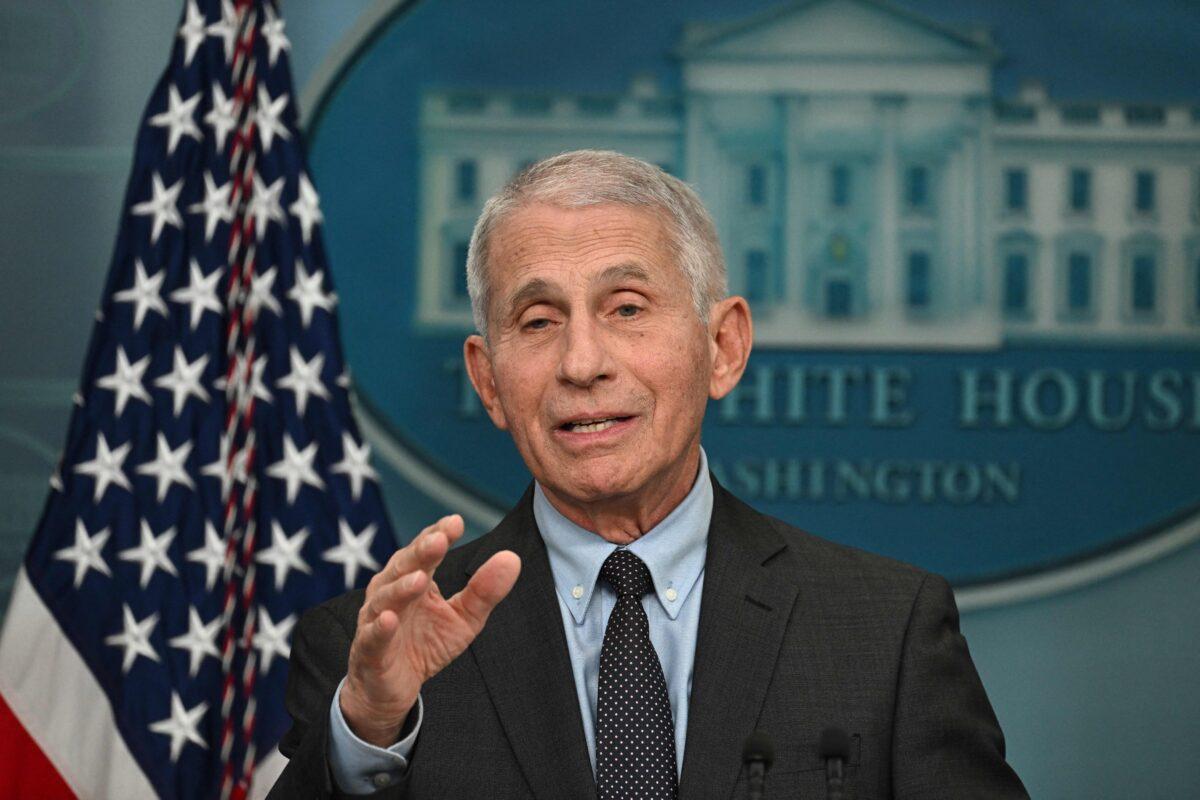 National Institute of Allergy and Infectious Diseases Director Dr. Anthony Fauci speaks in Washington on Nov. 22, 2022. (Jim Watson/AFP via Getty Images)