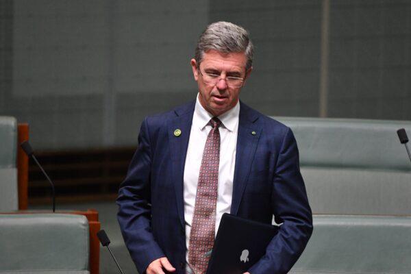 Nationals Member for Lyne David Gillespie during question time at Parliament House in Canberra, Australia, on Feb. 11, 2020. (AAP Image/Mick Tsikas)