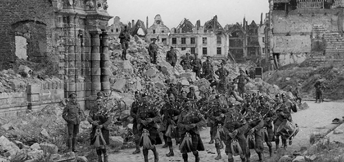 The British army (which included many Scots) relentlessly push toward German strongholds in “Arras: Scotland’s Forgotten Battle.” (Up Next Studios)