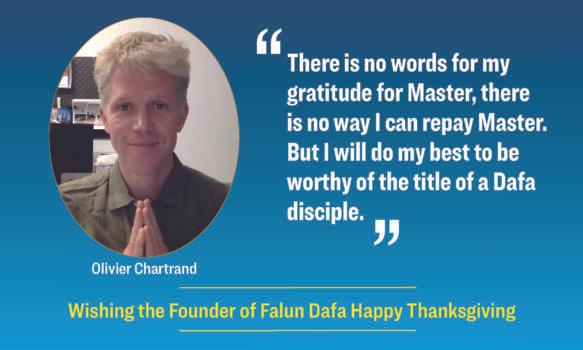 Thanksgiving greetings from Falun Dafa practitioner Olivier Chartrand. (The Epoch Times)