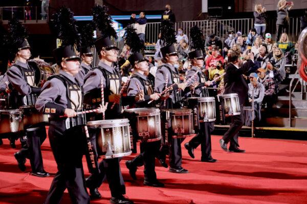 The Penn High School Marching Kingsmen attend the 89th Annual Hollywood Christmas Parade supporting Marine Toys For Tots in Los Angeles on Nov. 28, 2021. (Kevin Winter/Getty Images)