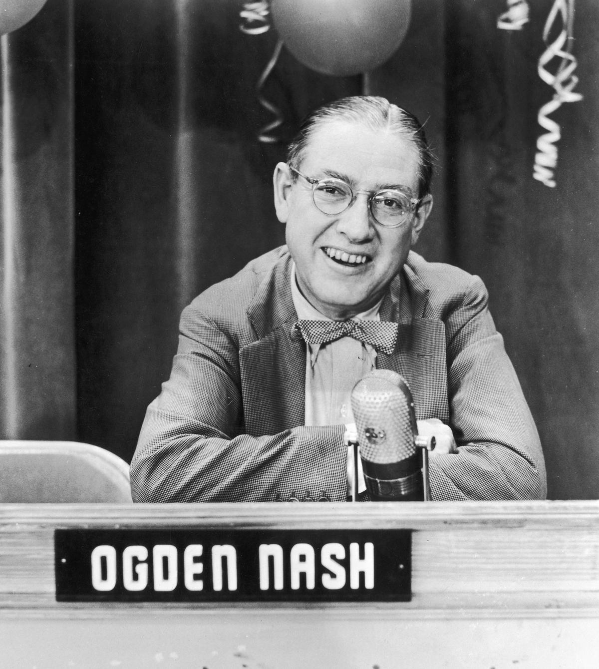 American Poet Ogden Nash on a television quiz show panel, circa 1955. (Hulton Archive/Getty Images)