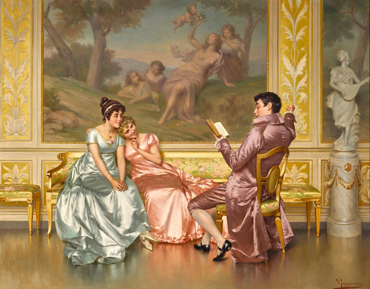 "The Poetry Reading," before 1938, by Vittorio Reggianini. Oil on canvas. (Public Domain)