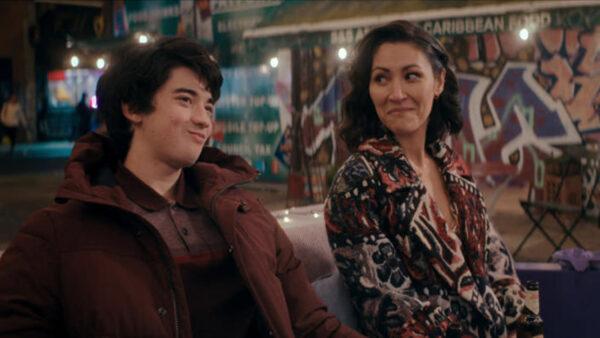 Stevie (Leo Long, L) and his protective mother Amber (Eleanor Matsuura), in “I Used to Be Famous.” (Netflix)